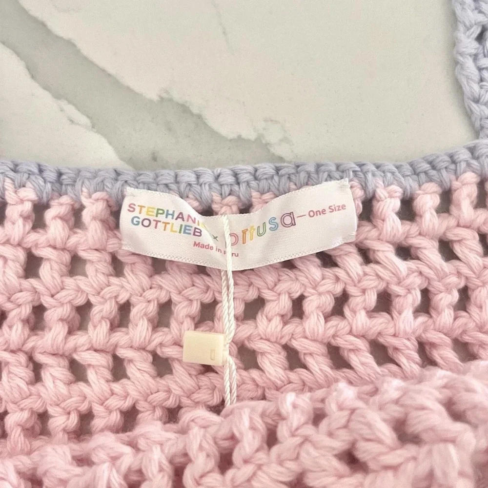 NWT Pitusa X Stephanie Gottlieb Multicolor Pastel Crochet Tote Bag - Picture 4 of 5